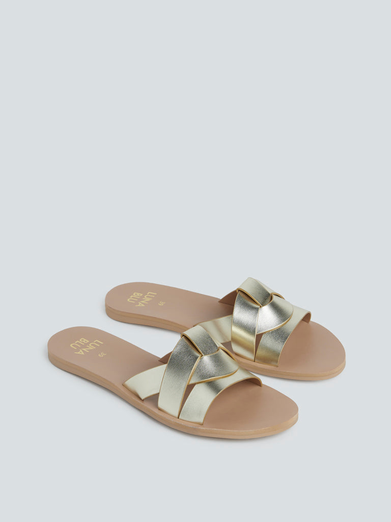 LUNA BLU Gold Multi-Strap Sandals